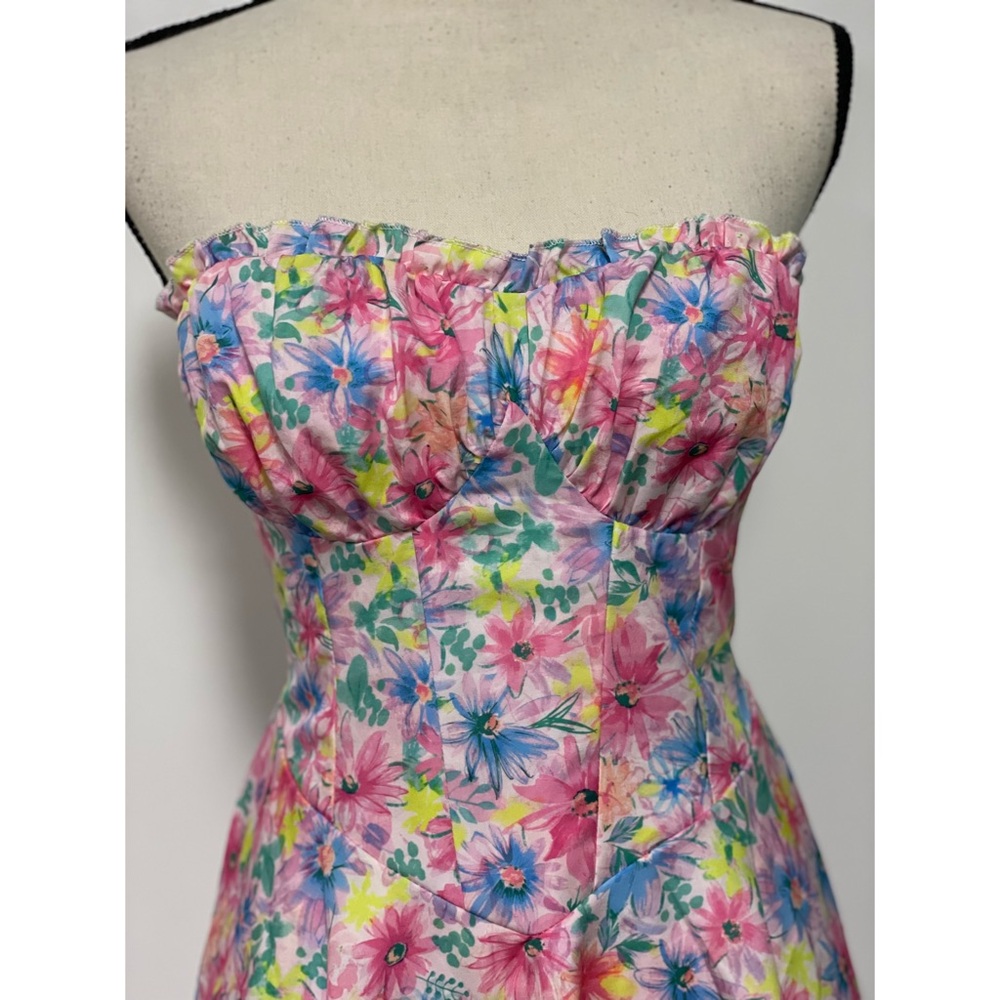 Shein Strapless Floral Mini Dress Pink Size L - Picture 4 of 13
